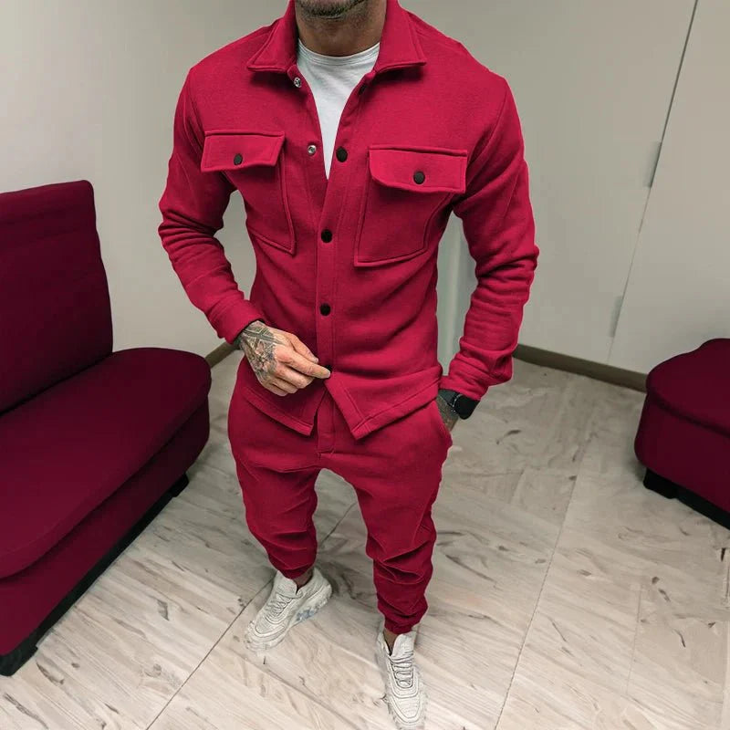 Conjunto Masculino Calça e Jaqueta Casual Fit