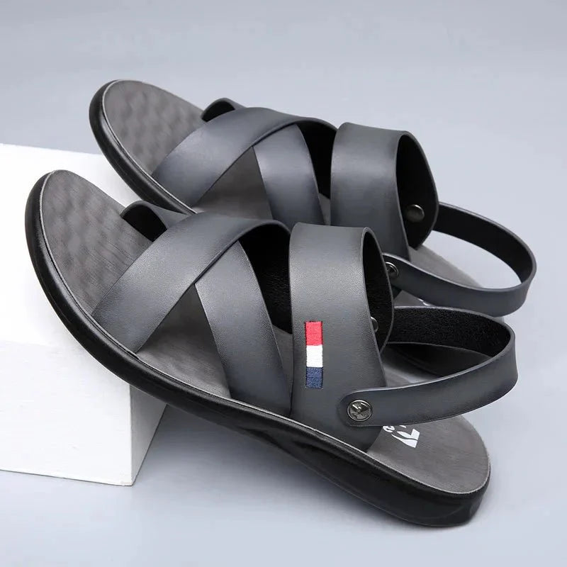 Sandália Masculina de Couro Antiderrapante