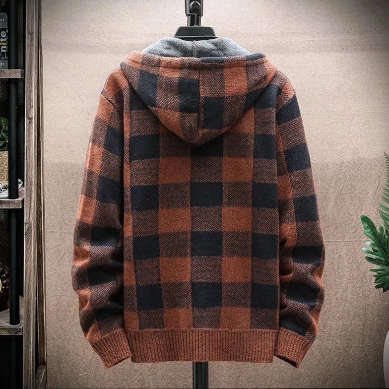 Blusa Masculina Xadrez com Zíper e Capuz