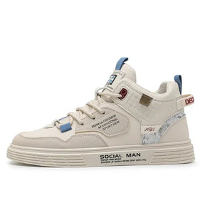 Tênis Masculino Casual Cano Alto em Couro Sintético